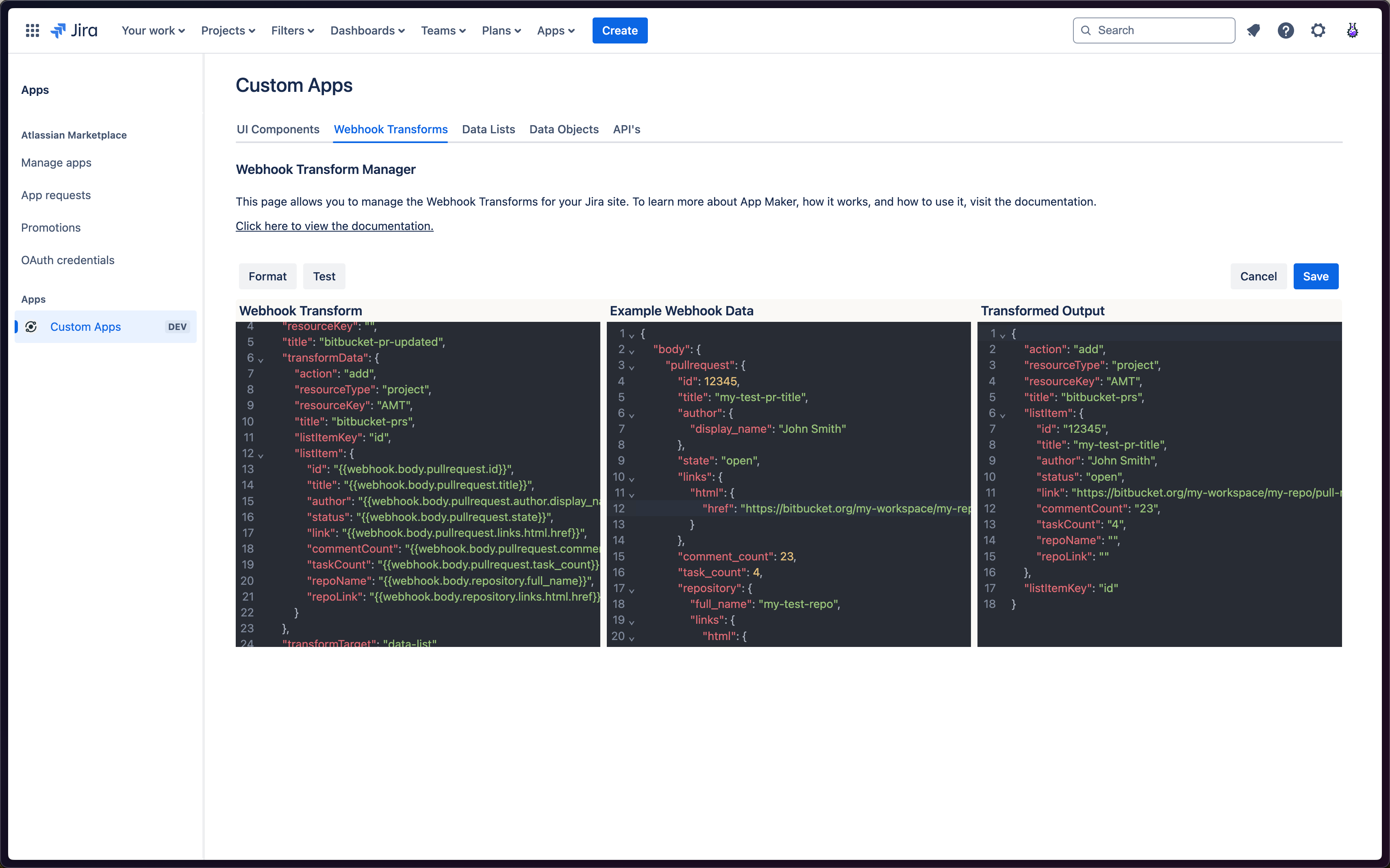 Pull Request Updated Transform