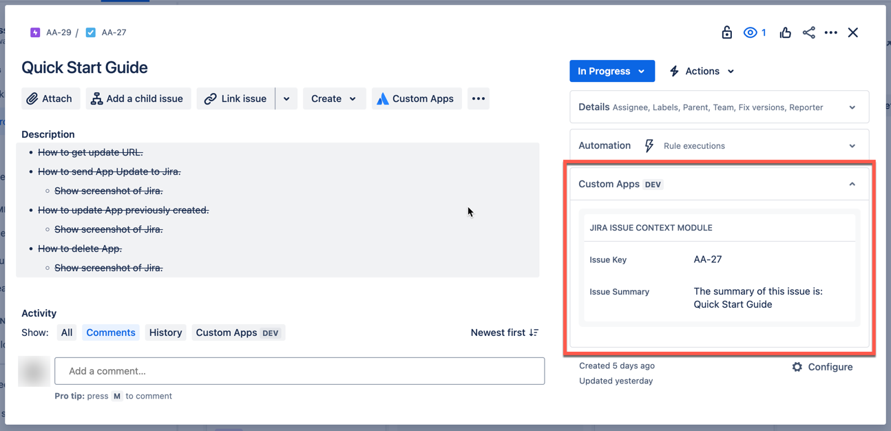 Jira Issue Context