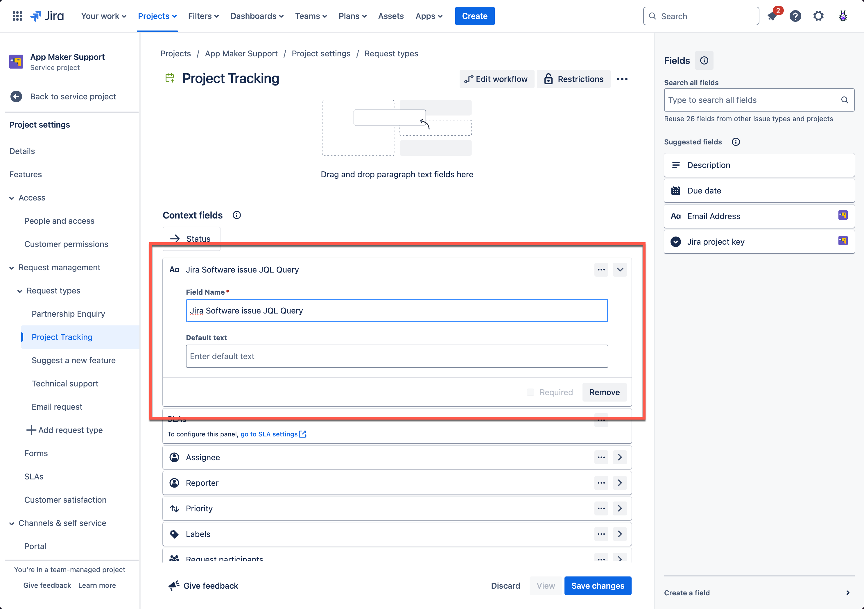 JQL Query Field Configuration