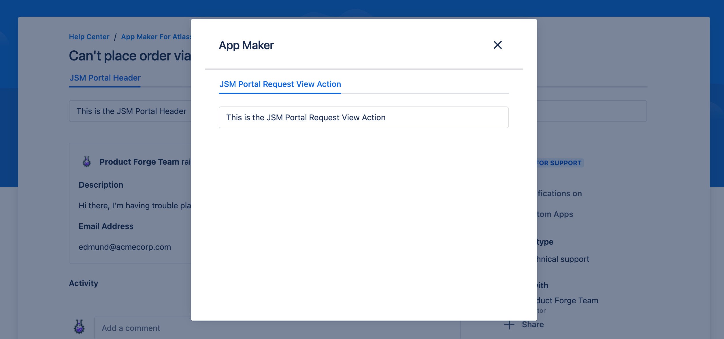 JSM Portal Request View Action