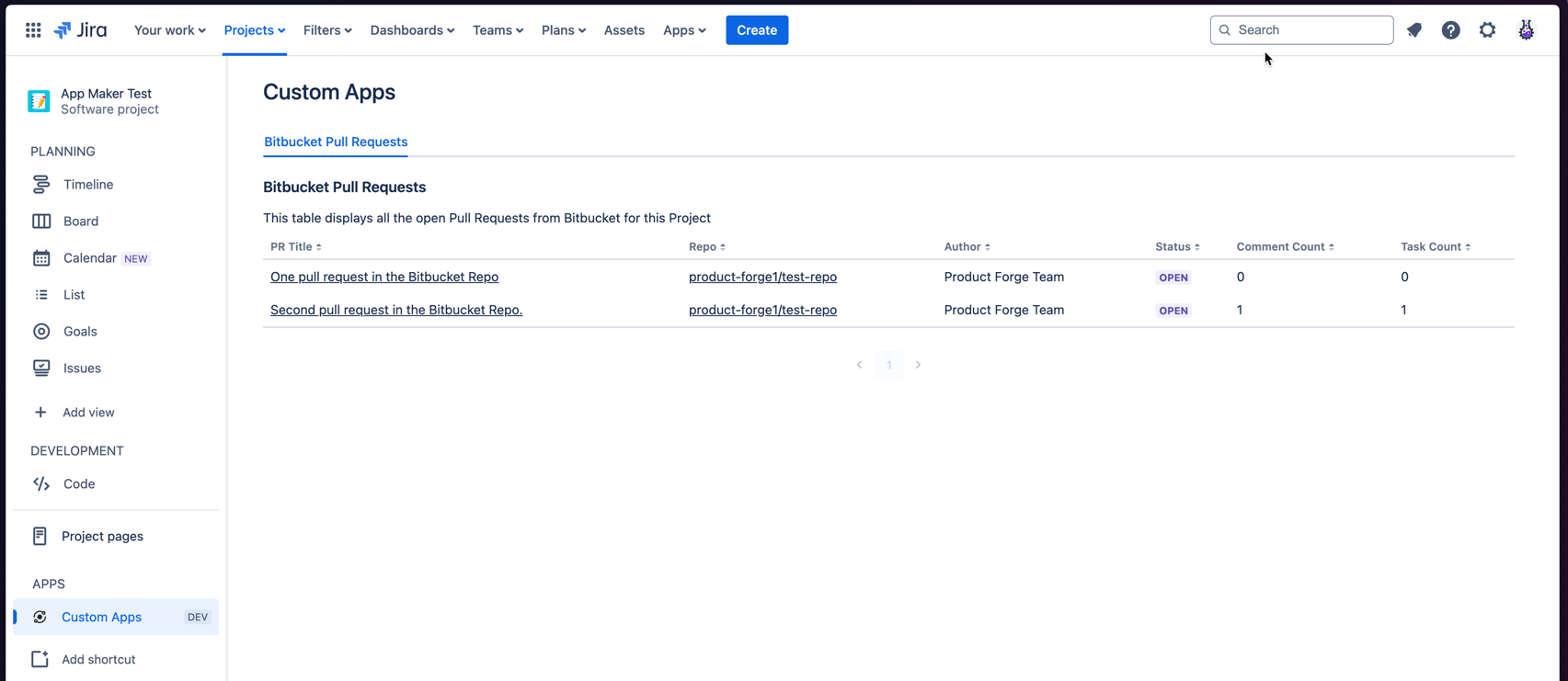 Populated PR Dashboard